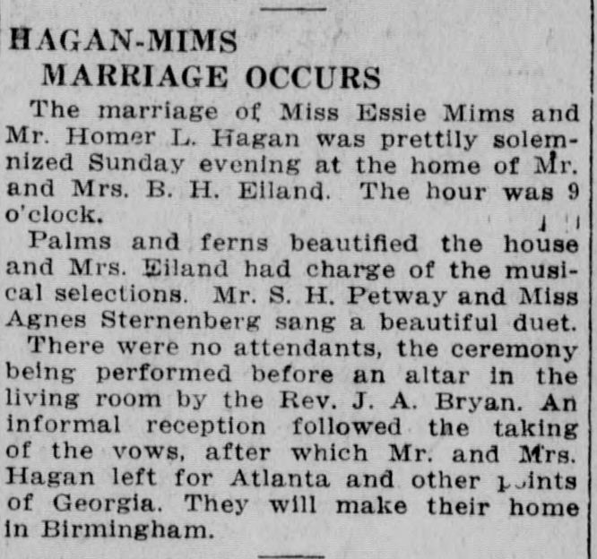 Essie Mims-Homer L. Hagan